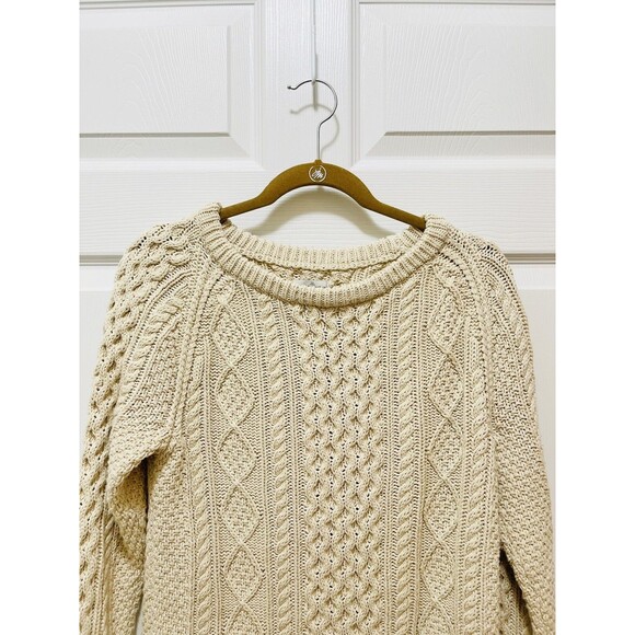 LL Bean Womens Sweater Fisherman Tunic Cable Knit Size XS Cream Ivory - Picture 3 of 7